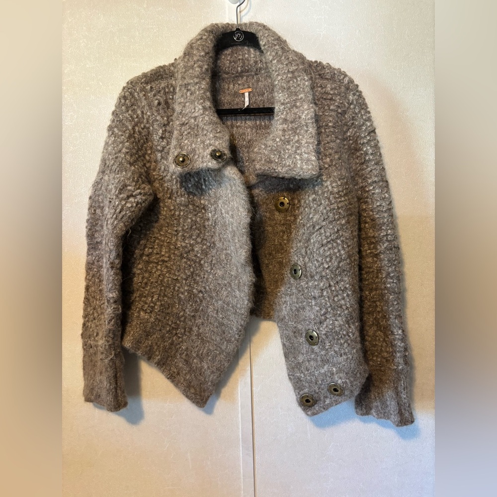 Free People | Textured Cowl Neck Sweater in Brown | Size Large - Picture 6 of 7